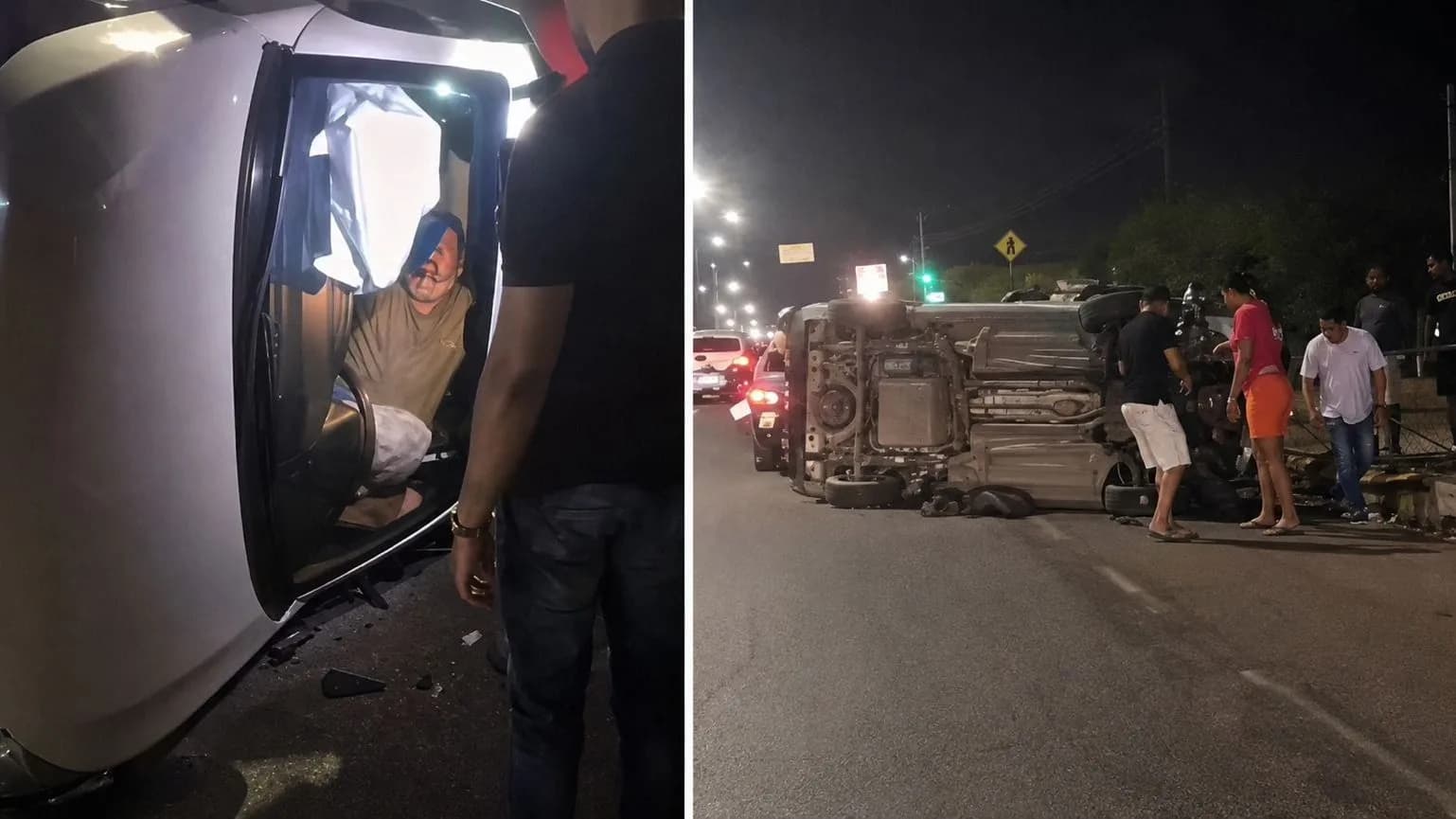 Acidente: motorista capota veículo na Avenida Leão Sampaio, em Barbalha