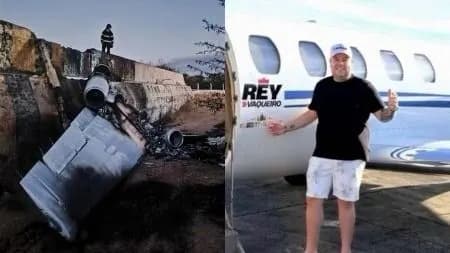 Avião com Rey Vaqueiro sai da pista e pega fogo durante pouso